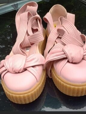 Puma Pink Platform Sandals with Bow Detail